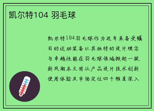 凯尔特104 羽毛球